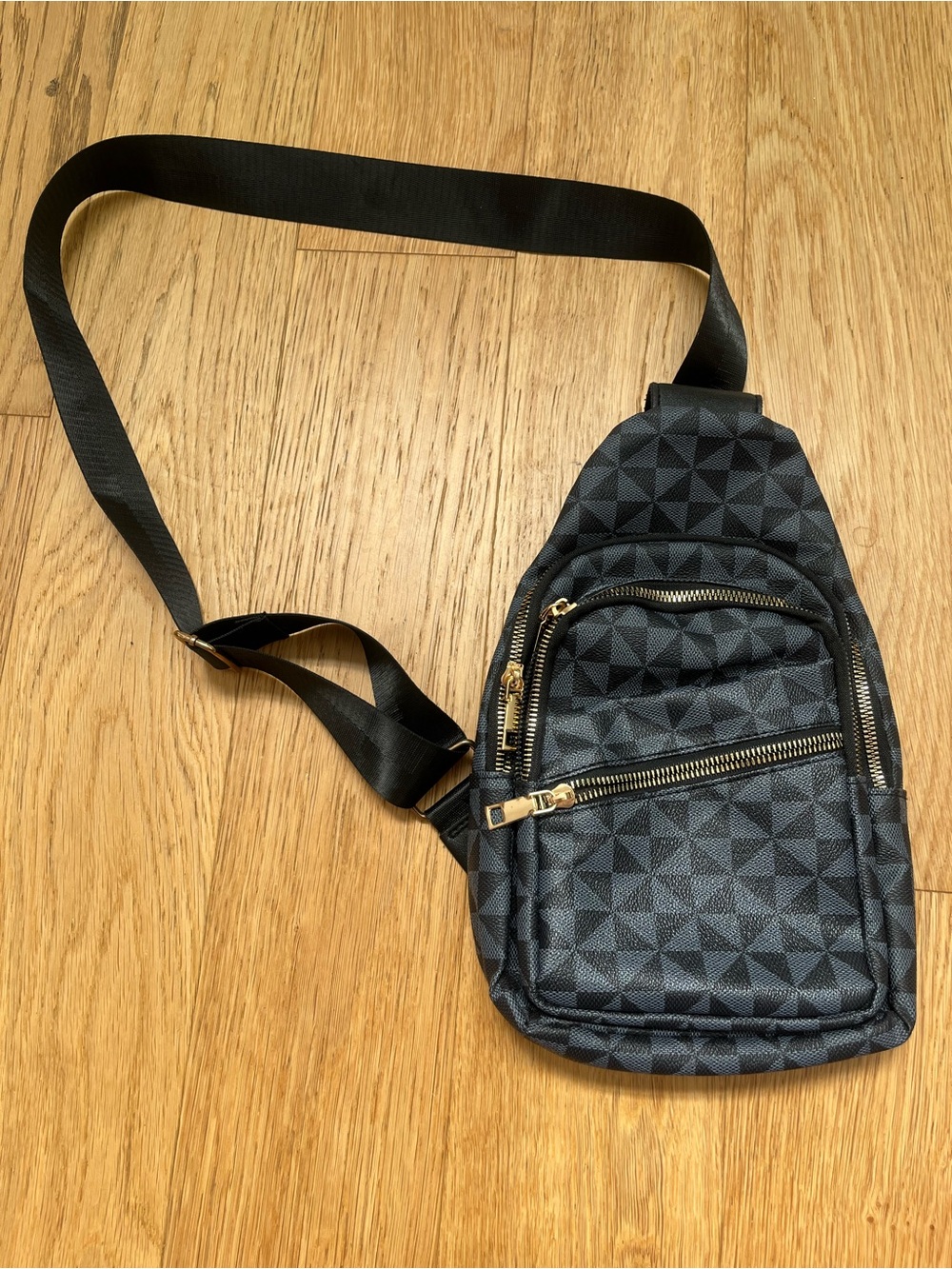 Houndstooth Faux Leather Mini Sling Backback